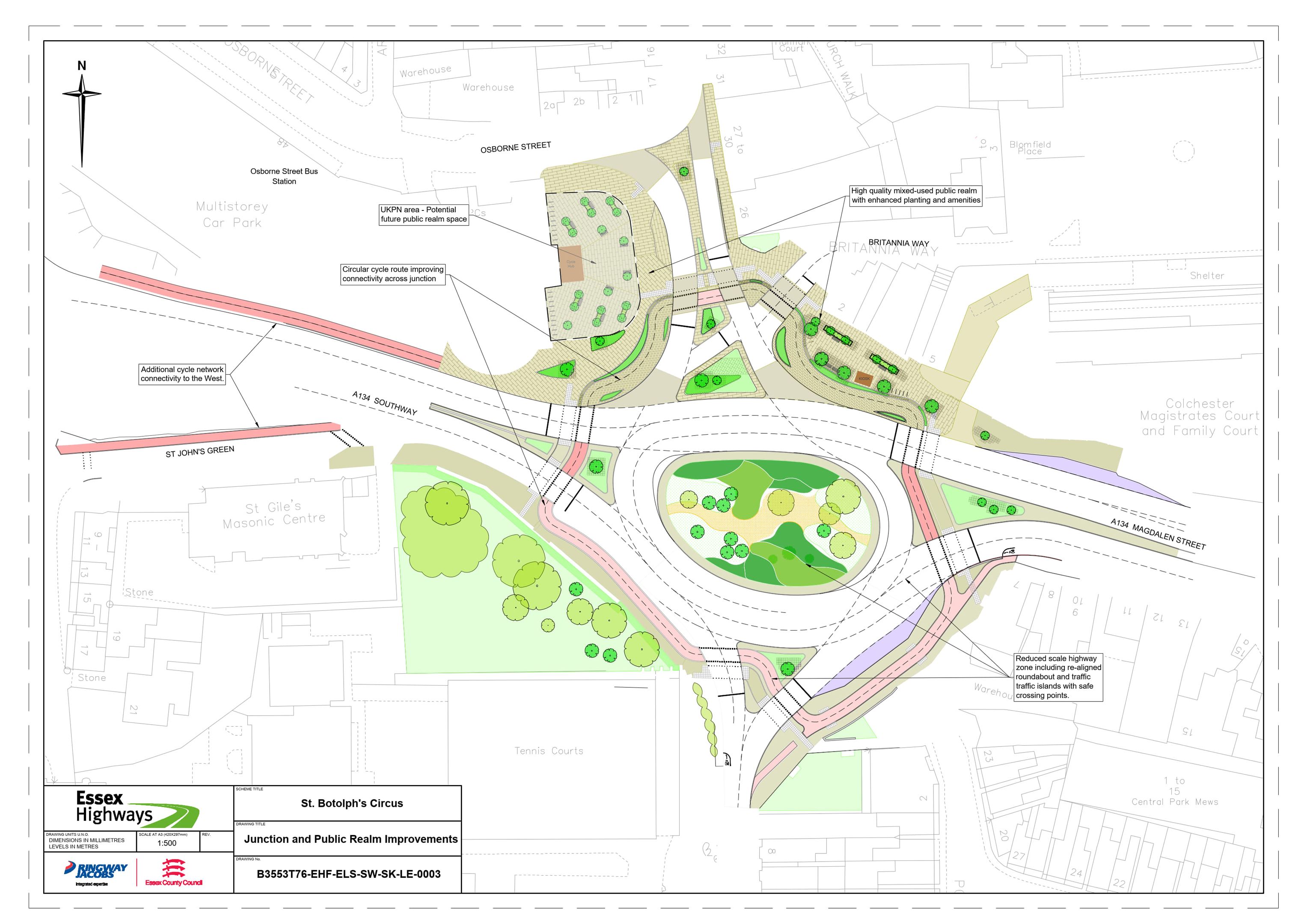 map showing the proposed layout of the new St Botolph's roundabout