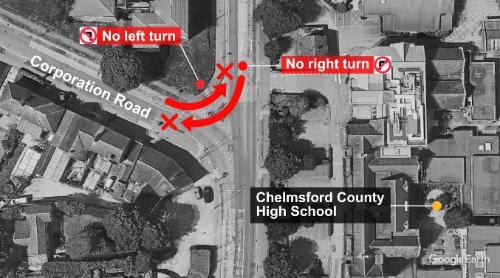 Broomfield Road no turn restriction image