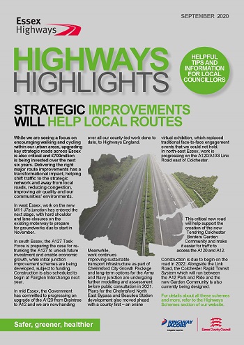 Cover of the September 2020 edition of Highways Highlights - Headline Strategic Improvements will help local routes